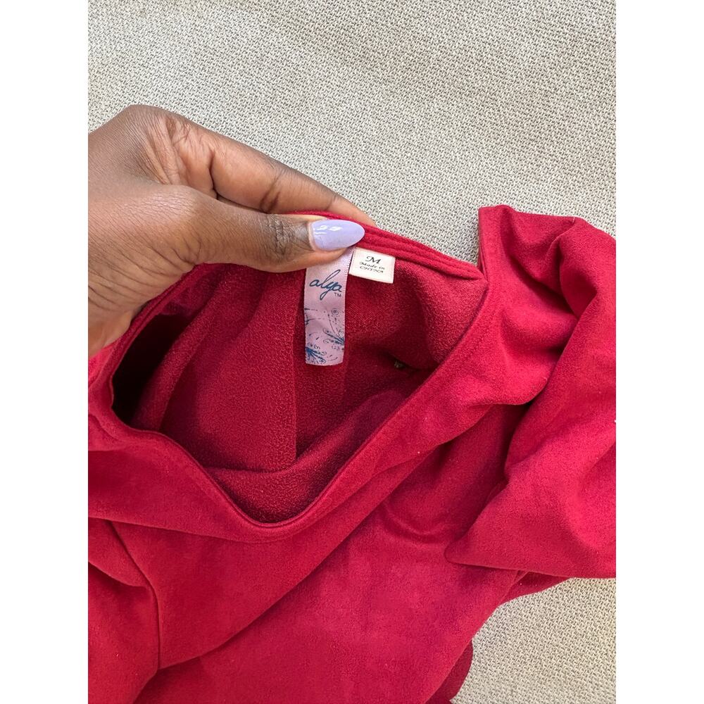 Alya Red Scalloped Hem Short Sleeve Top Size M - Picture 6 of 6